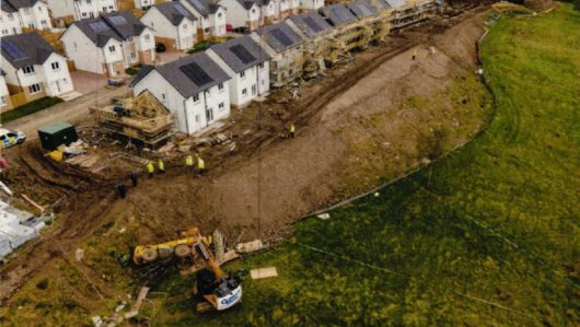 The construction site where the fatal accident happened - A construction company has been fined £160,000 after a man was killed by a telehandler at a house build site in Glasgow.