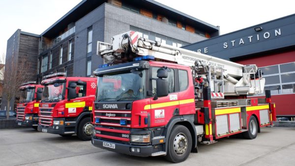 Fire engines outside a fire station. The British Standards Institution has updated BS 9991 - the national standard for fire safety in residential buildings.