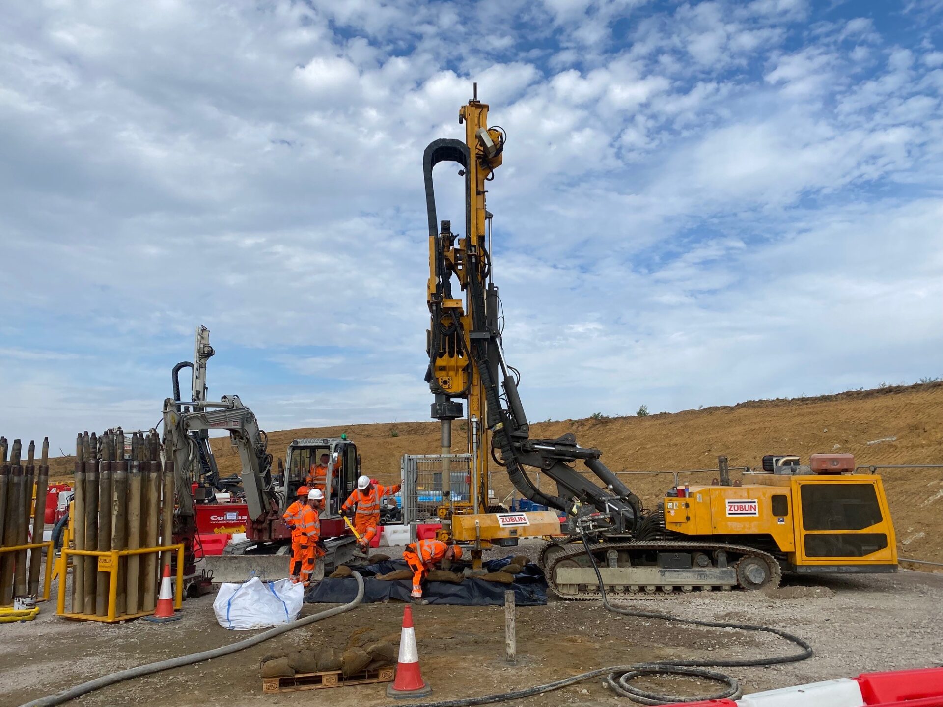 Heavy machinery at a construction site - Strabag is trialling artificial ground freezing at Sizewell C.