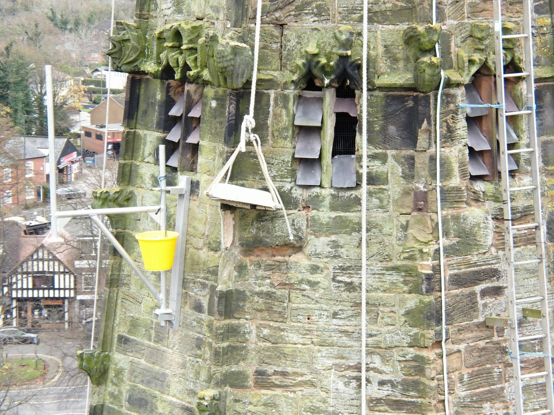 The church steeple from which David Clover fell from and died - the contractor has been fined £60,000 after pleading guilty to contravening Regulation 4(1) of the Work at Height Regulations 2005