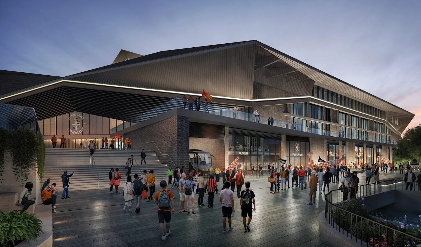 A computer-generated image of the new 25,000-seater stadium that Luton Town FC is planning to build