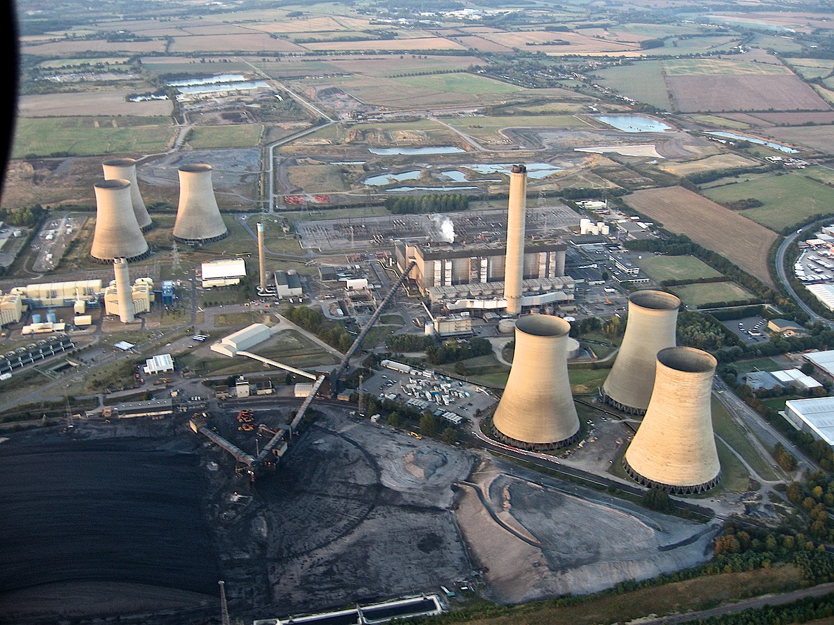 Aerial view from Paramotor of Didcot Power Station, Oxfordshire, England - The police said that the investigation into the partial collapse that killed four demolition workers is 