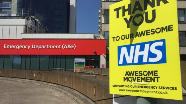 A hospital during coronavirus lockdown thank you sign outside emergency ER department hospital - Erith and Turner & Townsend are two of the companies awarded a slot in a new building and fire safety framework for the NHS estate