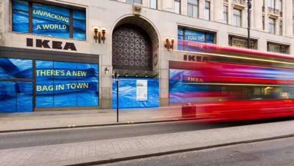 View of the entrance of the new Ikea in London Oxford Street, which McLaren has refurbished for Ikea.