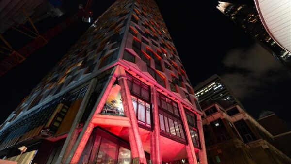 Mace turns ‘red’ for children in care and young care leavers - the Edge project in London lit up red at night