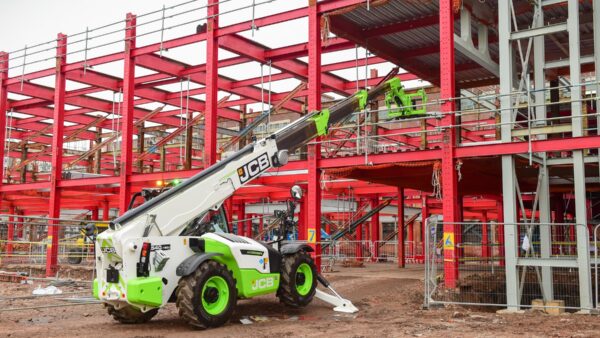 The JCB hydrogen Loadall on test in Digbeth, Birmingham