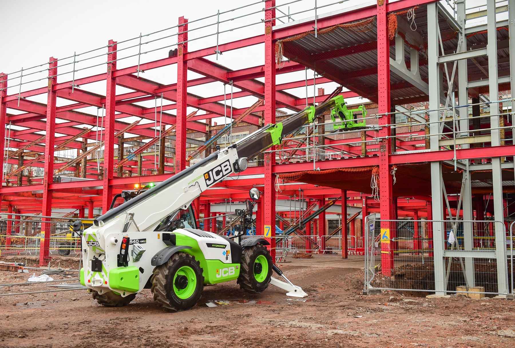 The JCB hydrogen Loadall on test in Digbeth, Birmingham