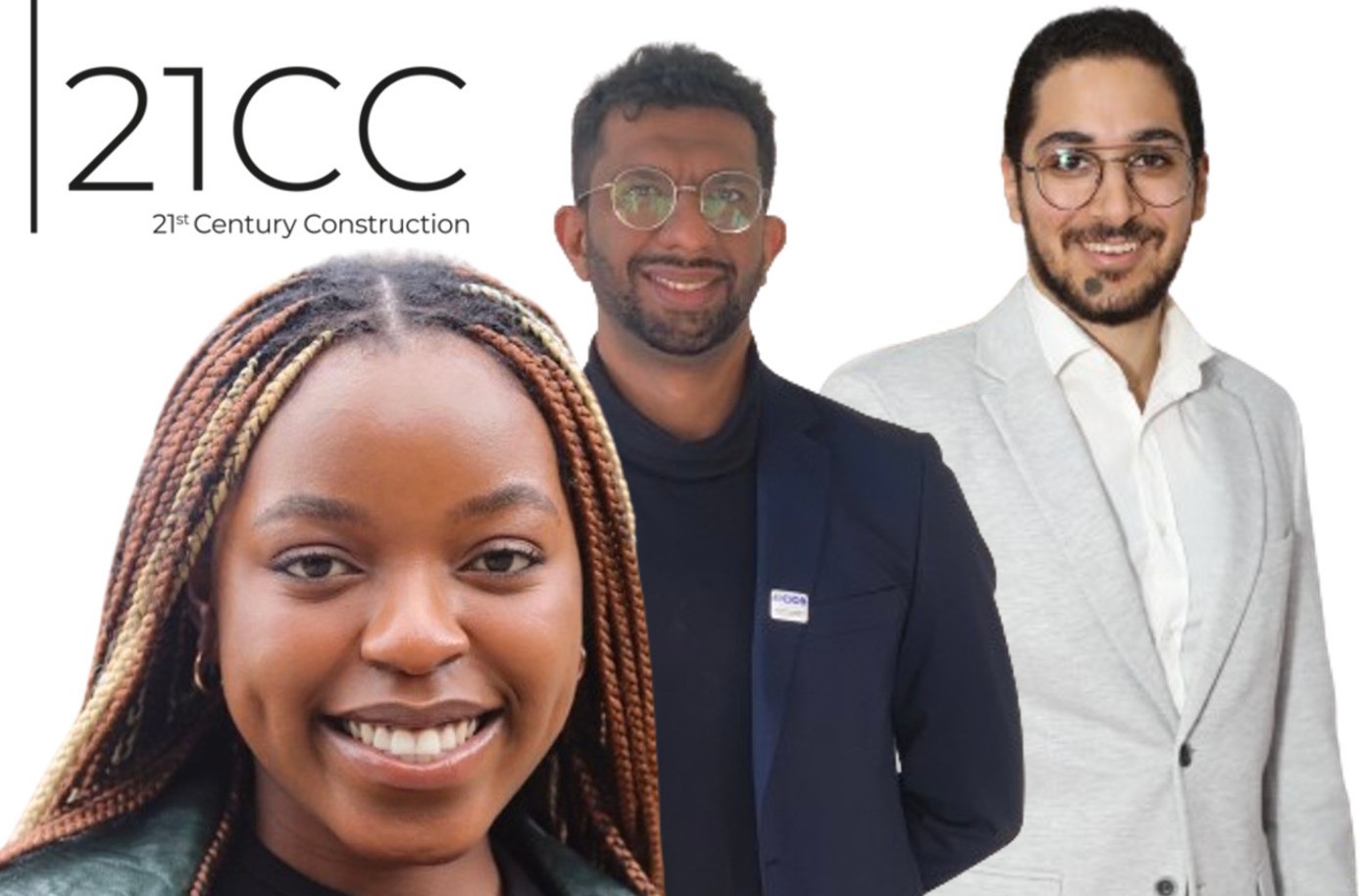 Photo of the three Tomorrow's Leaders interviewed in the March episode of the 21CC podcast, focusing on the CIOB 190th anniversary