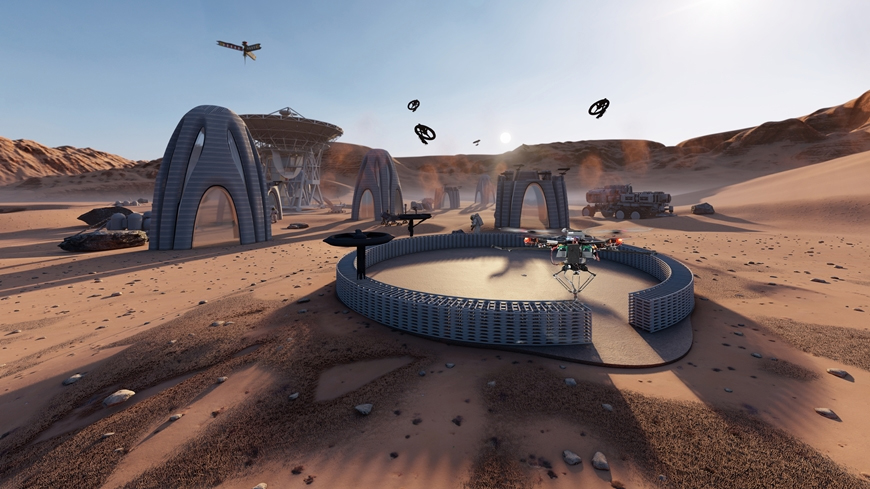 Swarms of drones could work on a future Mars mission (Image: Yusuf Furkan KAYA, Aerial Robotics Laboratory, Imperial College London/Empa)