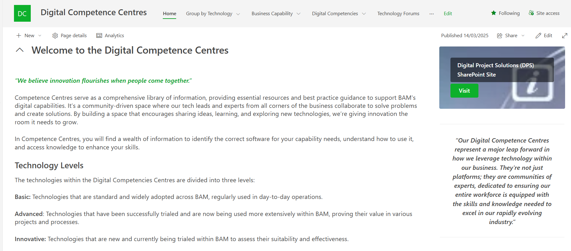 A screenshot of the digital competence centres developed by BAM's digital project solutions department - Digital Construction Awards 2025, Digital Contractor of the Year shortlist