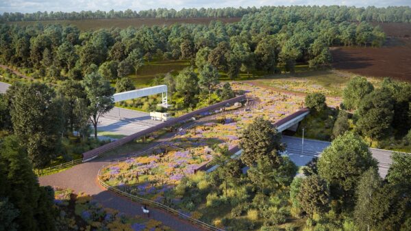 A visualisation of how the Cockrow green bridge will look after completion