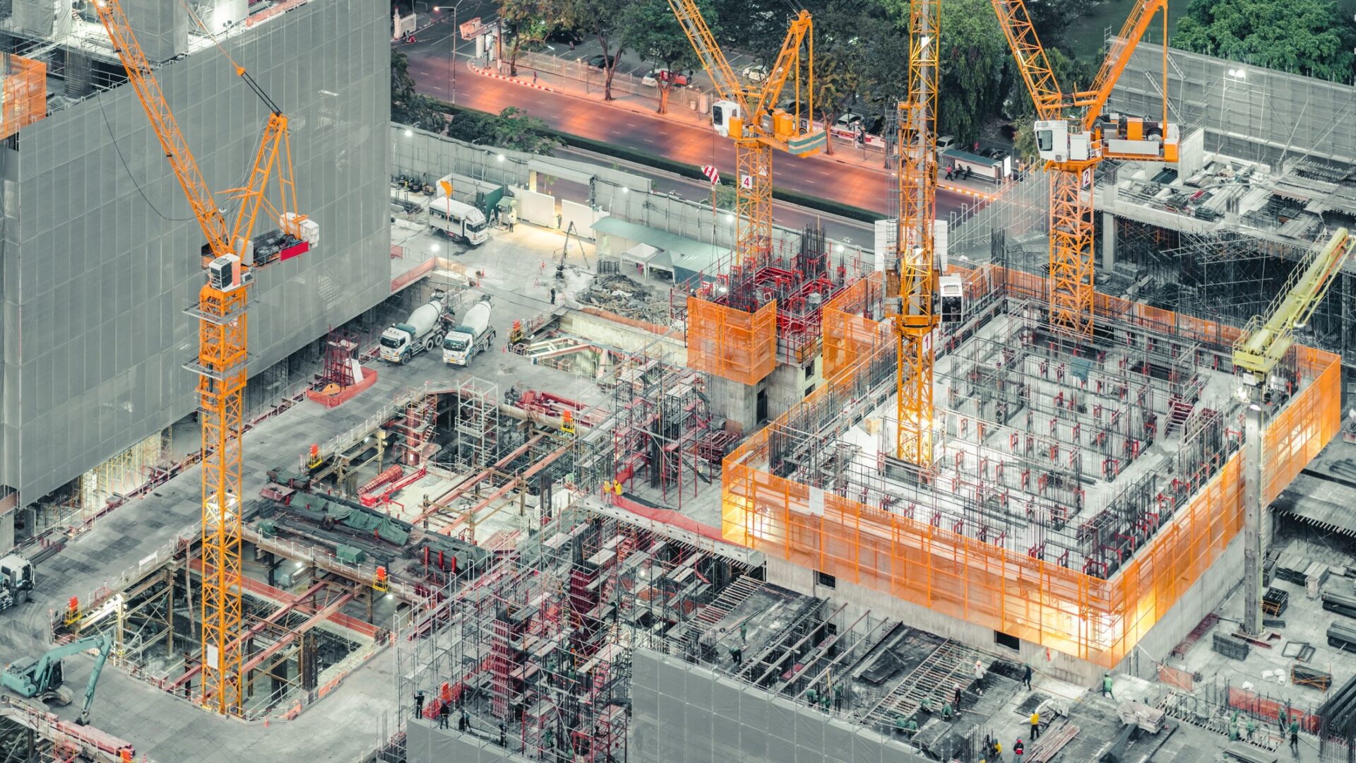 Top view of an under construction building site - industry's reaction to the UK 10-year infrastructure strategy