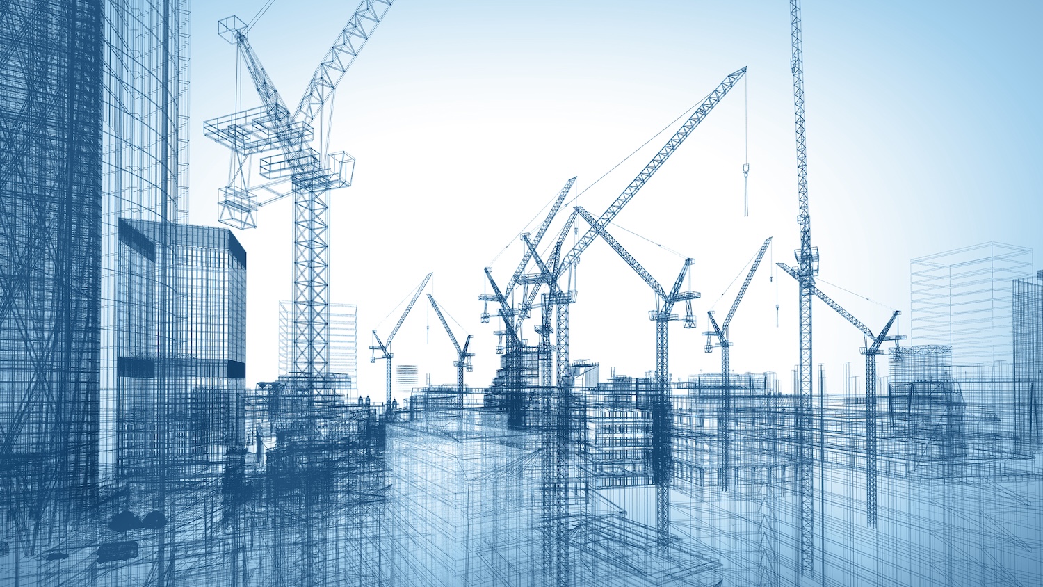 Abstract image of digital buildings for infrastructure pipeline digital portal story