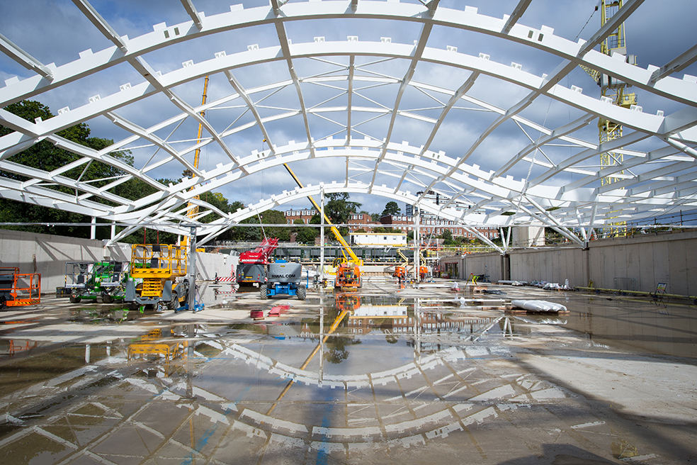 The roof incorporates the 38m spans required by a tennis court. Image: SSDA