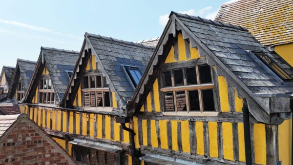 Outside view of the attic of an ancient building - 26 Westgate Street, Gloucester
