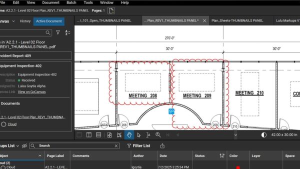 A screen shot of Task Link from Bluebeam in action. Image: Bluebeam.