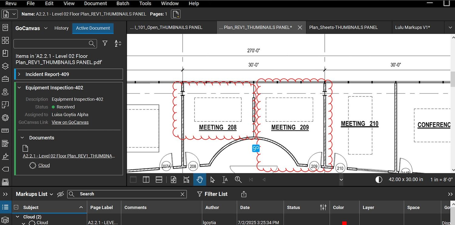 A screen shot of Task Link from Bluebeam in action. Image: Bluebeam.