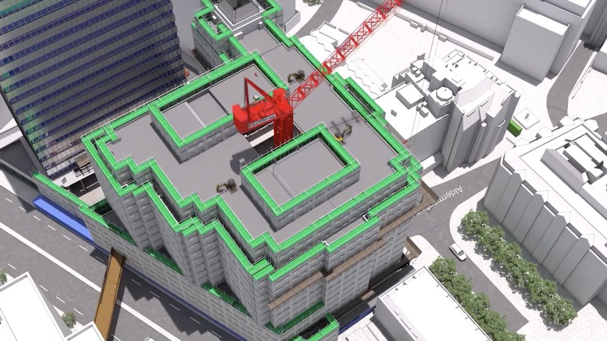 4D model of the 2 Aldermanbury Square project carried out by Keltbray. Image: Keltbray.