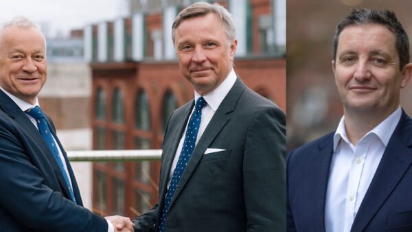 From left, David Johnson becomes chief executive on 6 April, succeeding Graham Harle, while UK managing director Brian McArdle will take over as chief operating officer. Image: Courtesy of Gleeds