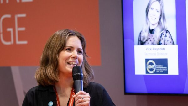 Vicki Reynolds, on stage, will speak at Digital Construction Week 2026. Image: Digital Construction Week