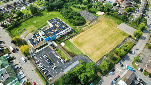 Aerial shot of the school shortly after completion last year. Image: Morgan Sindall