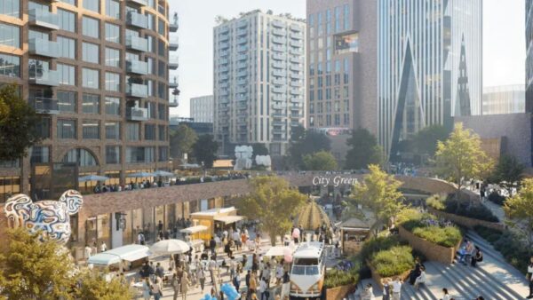 Artist’s render of the up-and-coming City Green at Brabazon New Town. Image: Courtesy of YTL