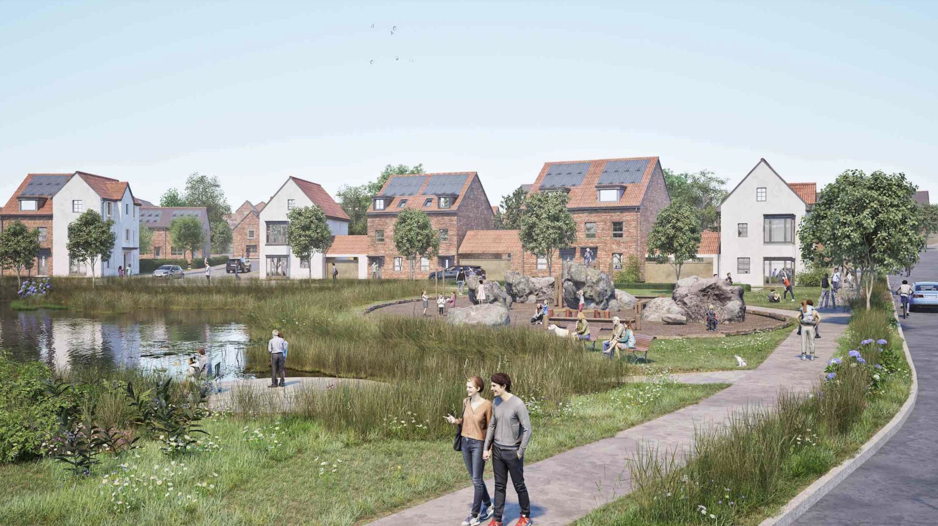 Barratt Redrow net zero carbon Artist's impression of the Cosmeston Farm development in Penarth. Image: Courtesy of Barratt Redrow