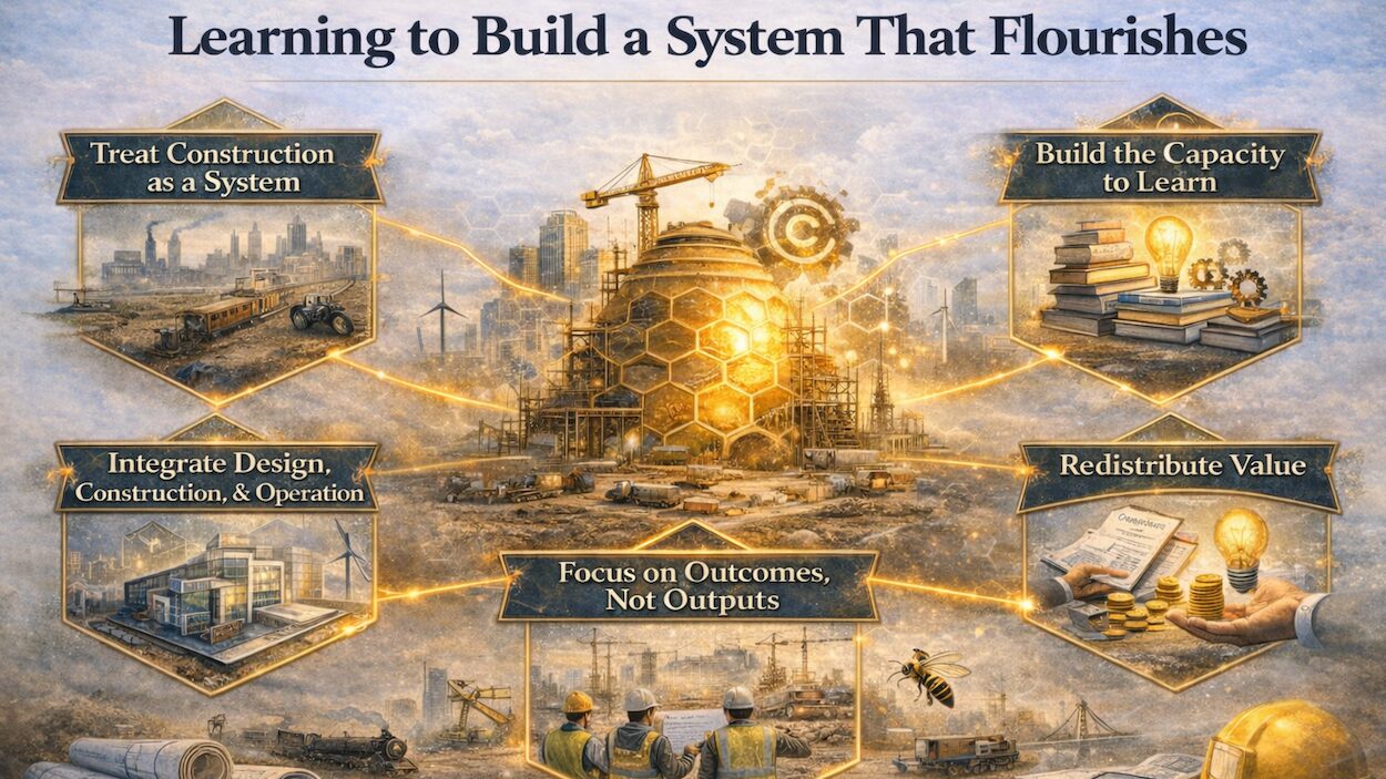 Brunel's Bees Sam Stacey - The five lessons that construction must learn, according to Sam Stacey. Image: Sam Stacey/ChatGPT