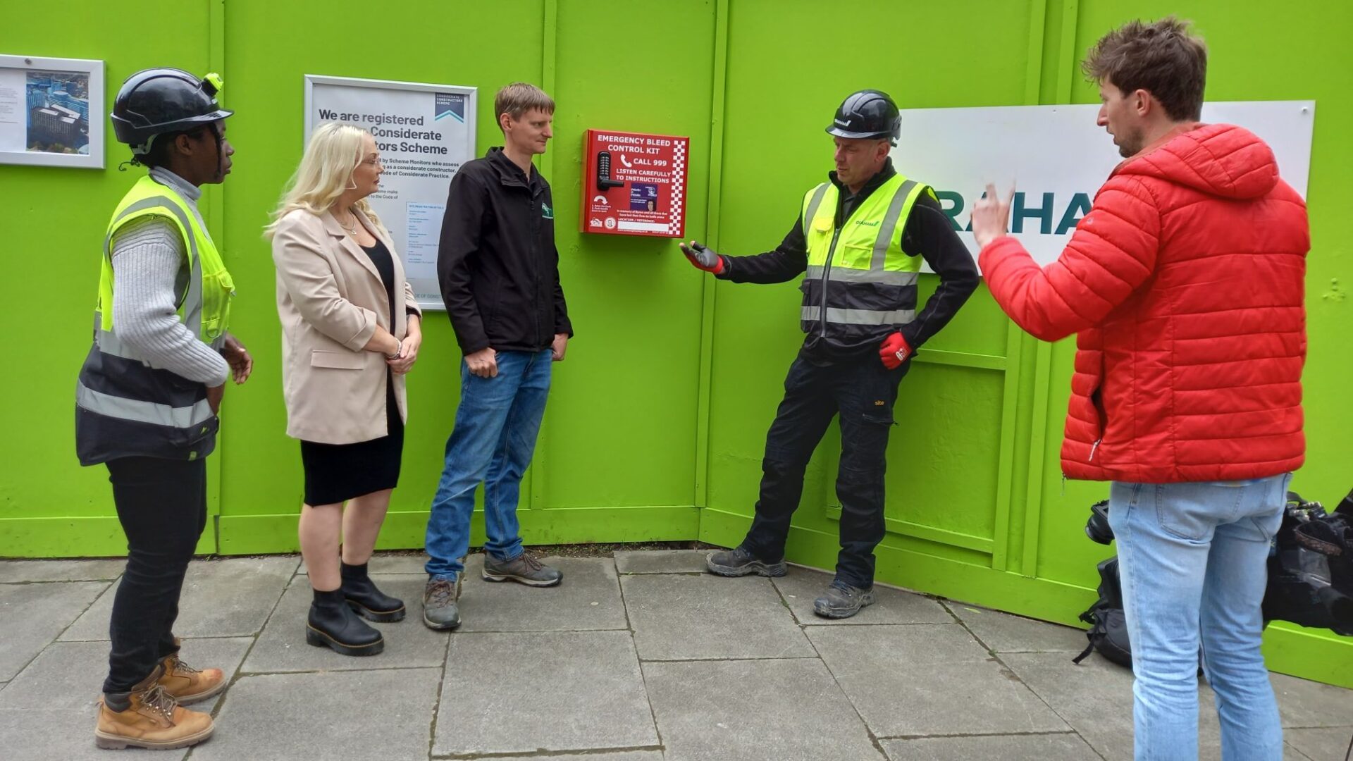Managing medical emergencies - A bleed control kit on a Graham Nottingham site. Image: Turtle Medical