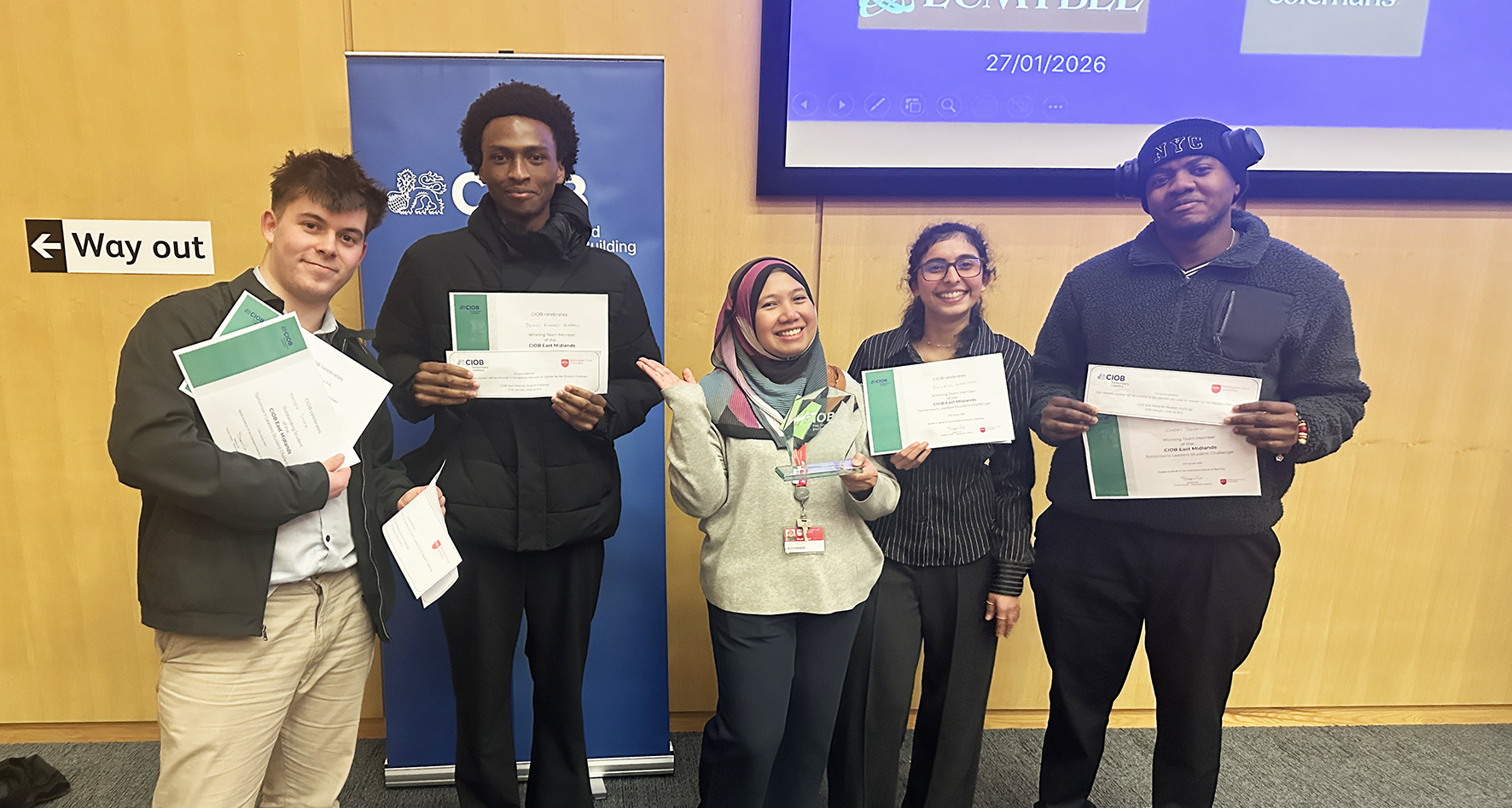 The winning team from Nottingham Trent University. Image CIOB