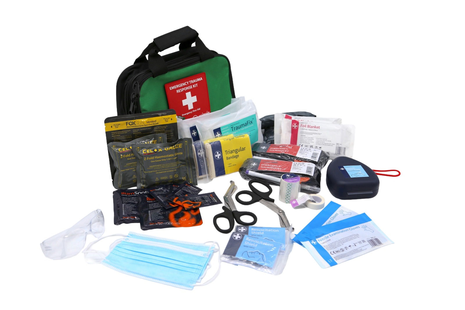 A Winvic emergency trauma response kit and the contents. Image: Turtle Medical