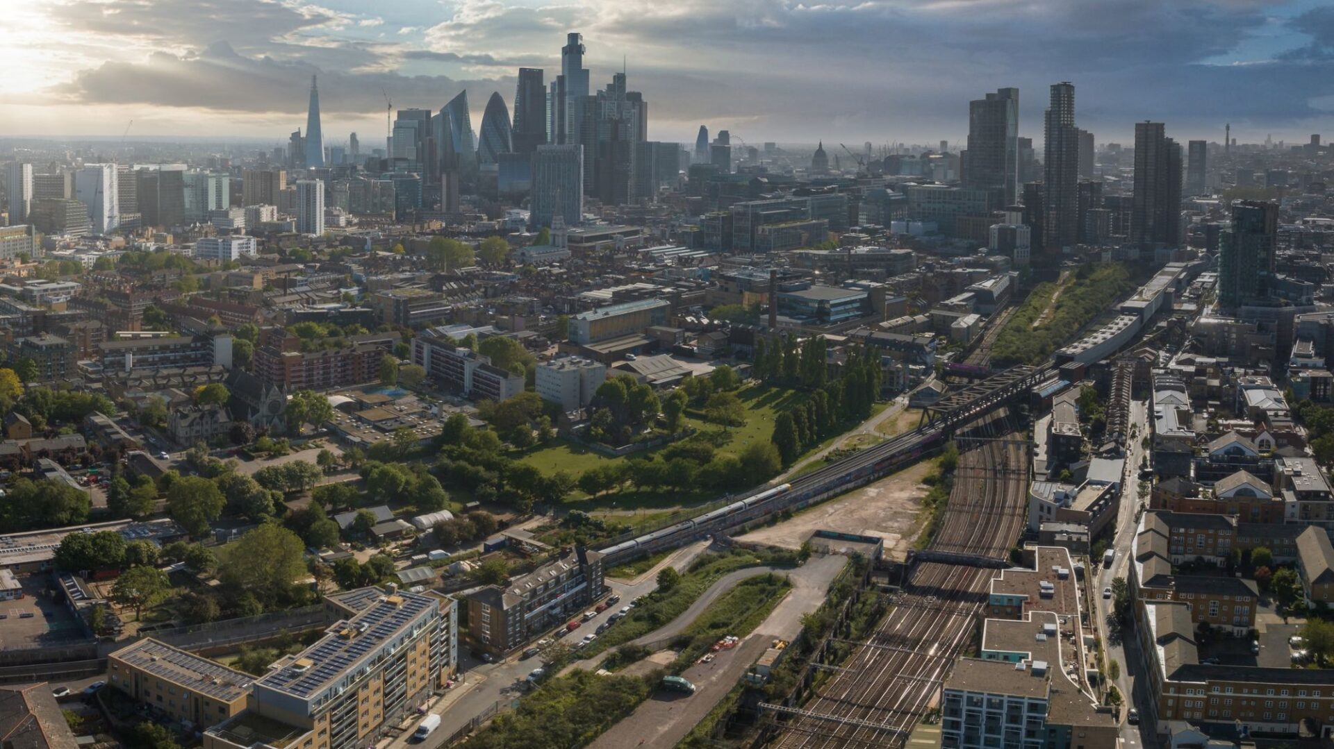 Train tracks running into the City of London, site of considerable overstation developments in the past two decades. Image: Dreamstime