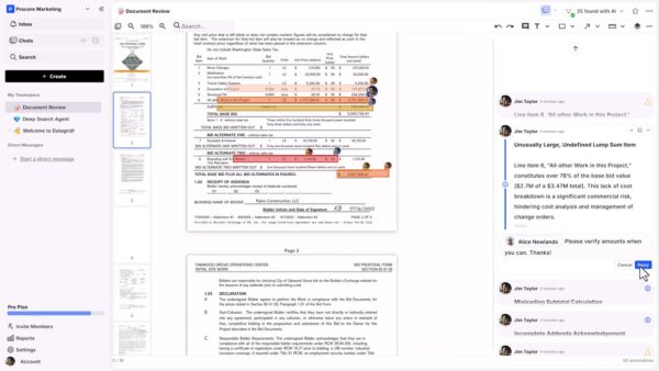 The contract review agent in action. Image: Procore