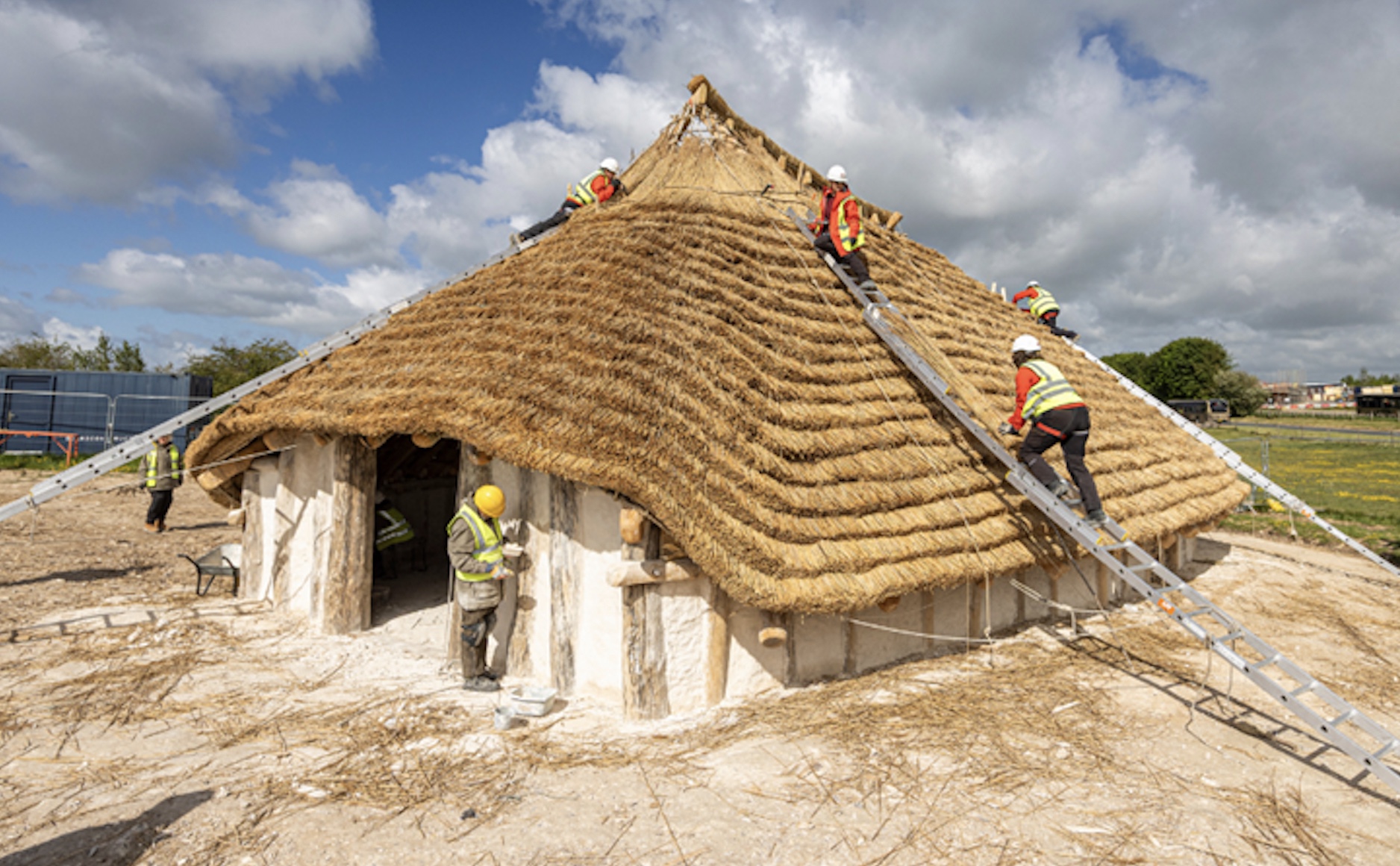 Neolithic hall - English Heritage today unveiled its £1m reconstruction of a 7m-tall, 4,500-year-old Neolithic hall near Stonehenge.