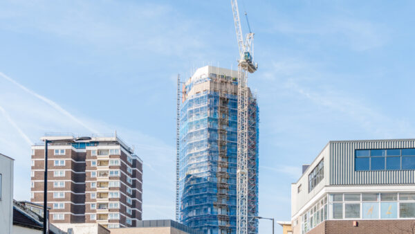 Residential tower under construction in London E13 in January 2023. Image: Abdul Shakoor/Dreamstime