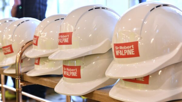 Sir Robert McAlpine hardhats. Image: Sir Robert McAlpine