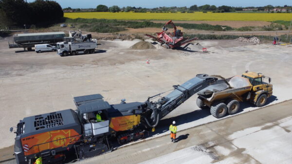 The concrete runway is 250mm thick and laid on an asphalt base. Images: OCL Regeneration.