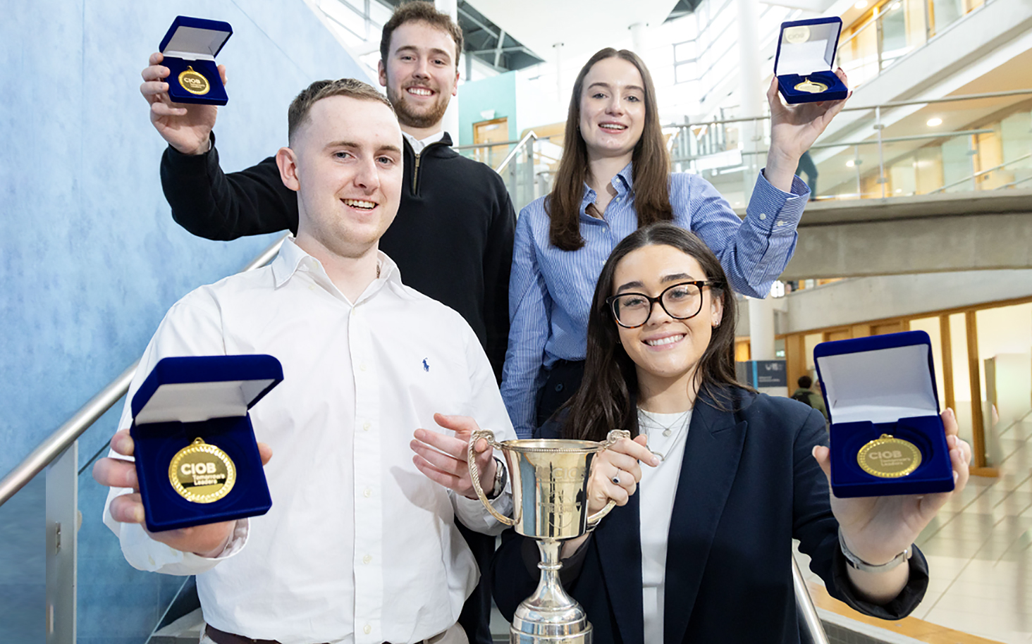 The winning team from TU Dublin: Donnacha Gibbons (back left), Ciara Collins (back right), Saoirse Gilbert, Matthew Eaton. Photo by Paul Sherwood