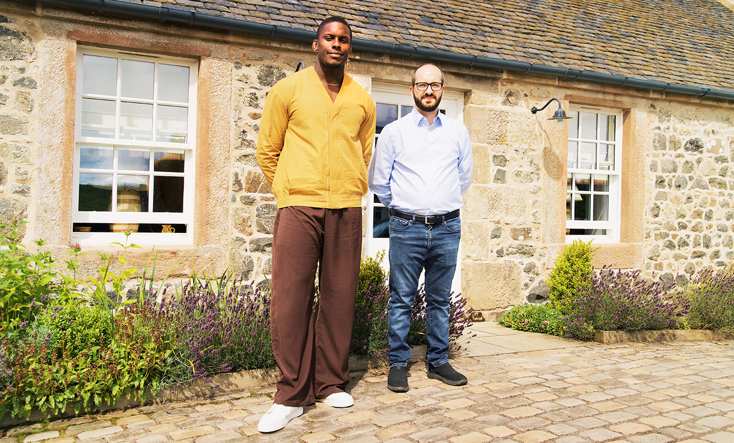 Itoje with co-founder of Akoje, former construction manager Khalil Akar. Image: Akoje