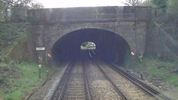 Bookham Tunnel in Surrey, where three workers were put in danger by an unexpected train. Image: Rail Accident Investigation Branch.