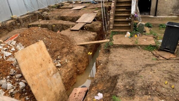 New foundation excavations had been dug for the building footings, but they crisscrossed the site without any designated safe walkways. Image: HSE.