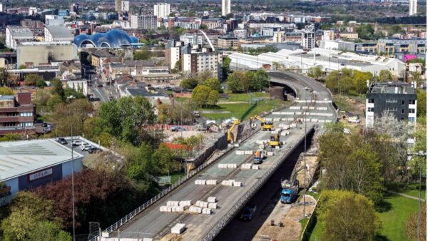 Aerial shot of Gateshead Flyover. Image: BAM UK & Ireland