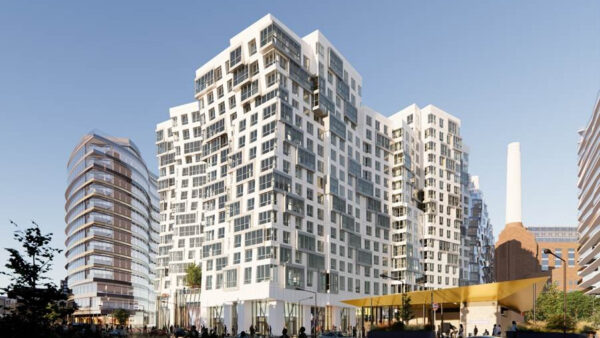 An indicative CGI of Phase 3C, delivering two new buildings designed by Gehry Partners. Image: Battersea Power Station.