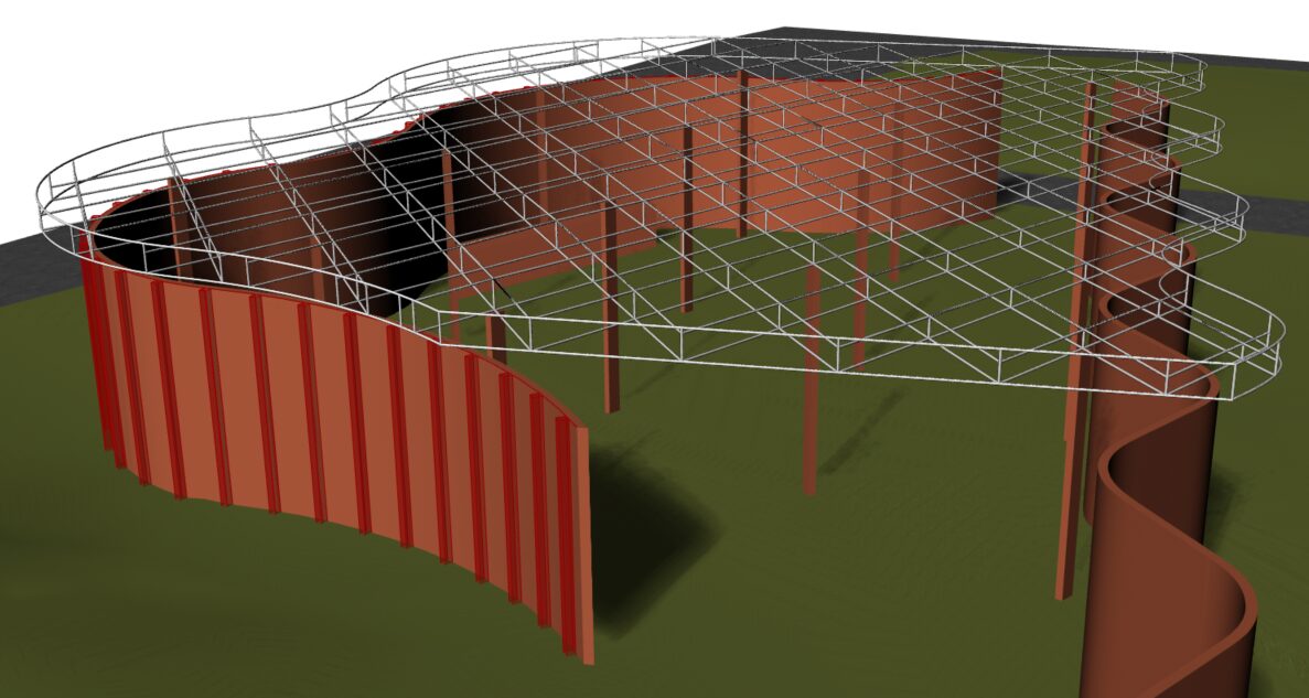 Screenshots from Rhino model used to inform design team on the visual impact of the buttresses on the North Wall. Image: Aecom