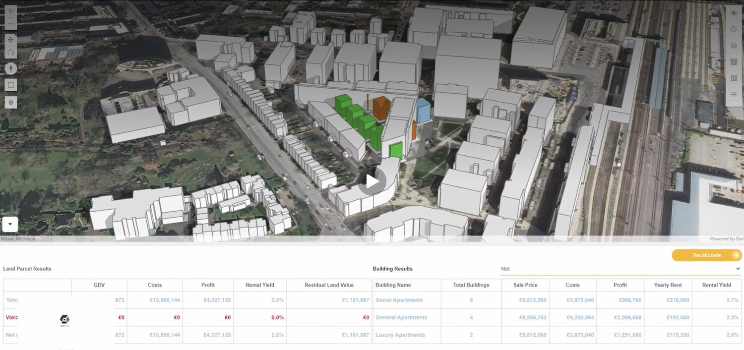 Screenshot of Esri UK and Landclan app for digital planning story. Image: Esri UK