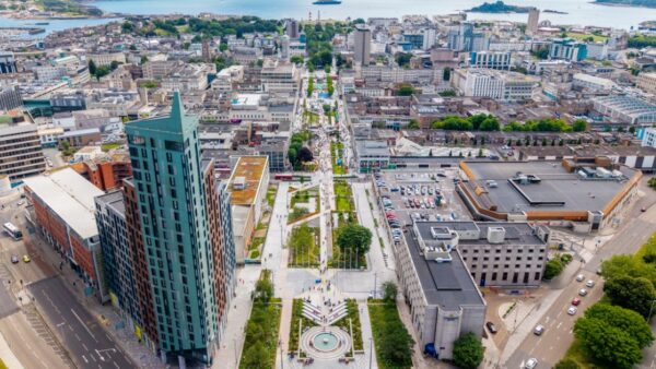 Armada Way was conceived in the renowned 1943 Abercrombie and Watson Plan for Plymouth, symbolising confidence in the city’s future following the devastation of the Plymouth Blitz in the second world war. Image: Morgan Sindall Construction.
