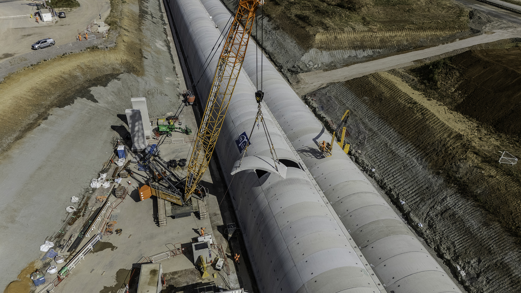 HS2 Chipping Warden - One of five giant tunnels required for the London to Birmingham HS2 London project was lifted into position