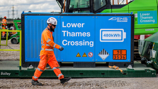 A battery energy storage unit at the Lower Thames Crossing site. Image: National Highways