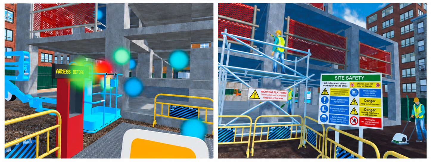 VR tracking safety - Researchers are developing a new AI-enabled VR safety tool to monitor how workers visually recognise risks Image: Professor Abdul-Majeed Mahamadu
