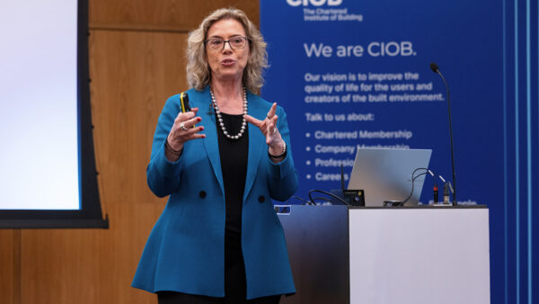 Despina Katsikakis, executive partner and global chair of strategic consulting at Cushman & Wakefield, gave this year’s Sir James Wates Lecture. Image: Adam Duke Photography | Courtesy of CIOB